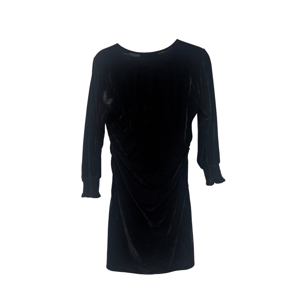 Zara Black Velvet Long Sleeve Dress Size S - Picture 9 of 10